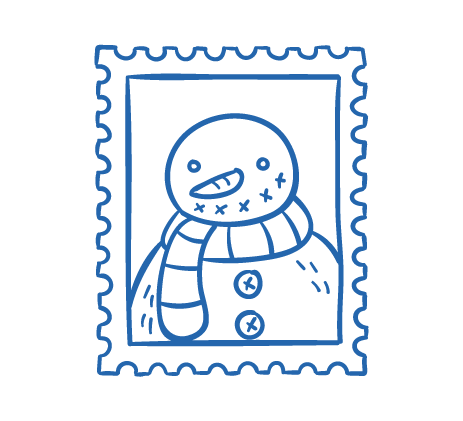 Sello estampita hombre de nieve
