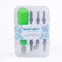 Set de gubias verde para linóleo y goma con estuche