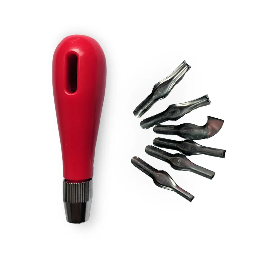 Set de gubias rojas para linóleo y goma